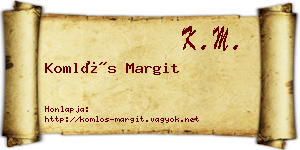 Komlós Margit névjegykártya